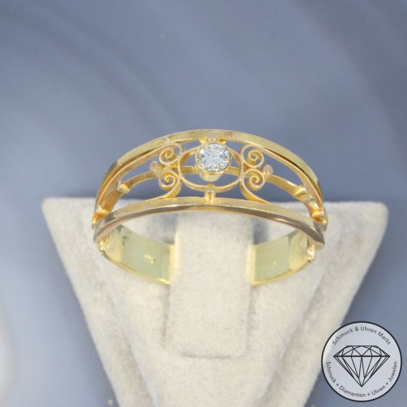 Wert 1150 € Solitär Brillant Ring 585er/14 Karat Gelb Gold Größe 65 – 104204