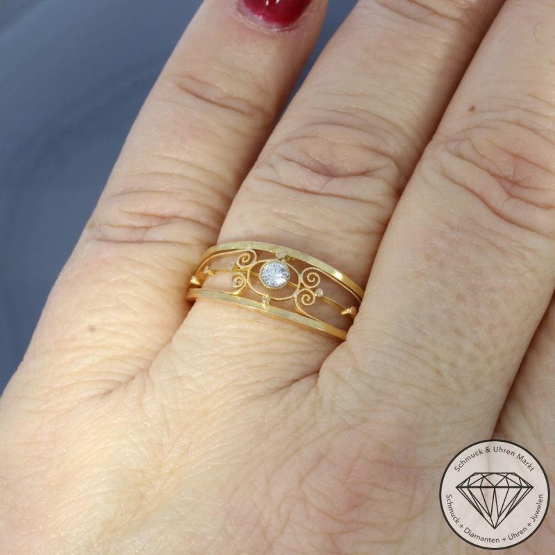 Wert 1150 € Solitär Brillant Ring 585er/14 Karat Gelb Gold Größe 65 – 104204
