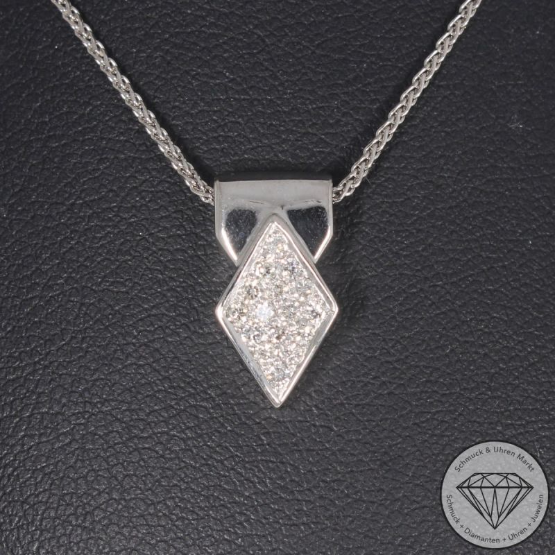 Wert 1990 € Brillant Anhänger & Kette in 585er 14 K Weißgold - 104470 