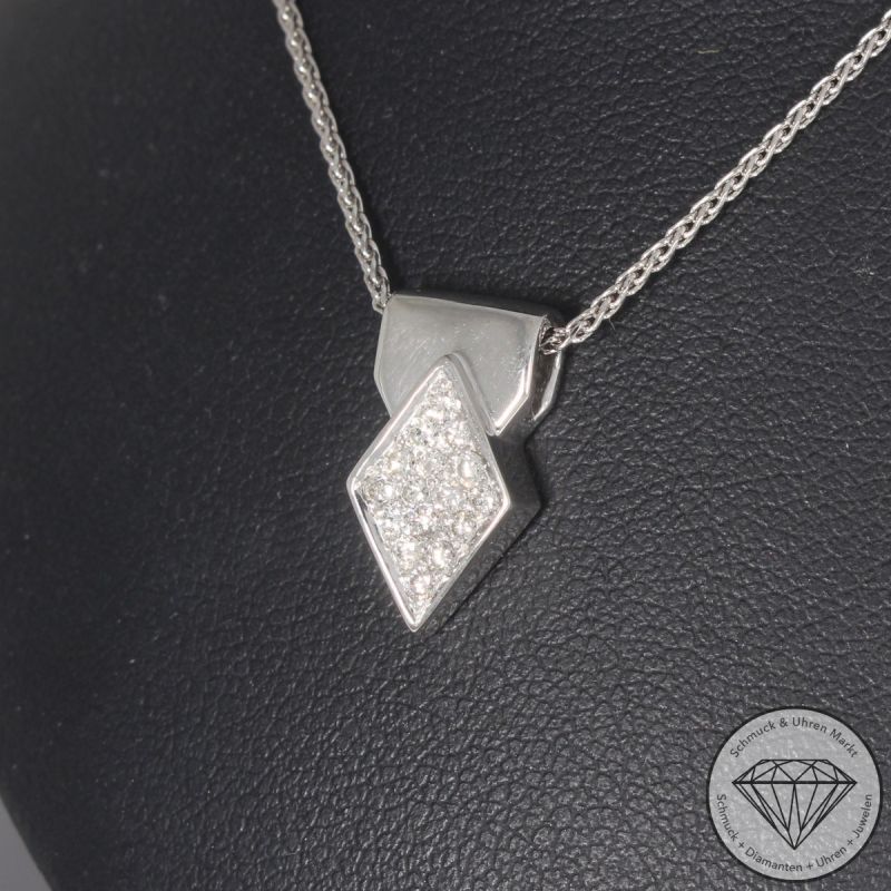 Wert 1990 € Brillant Anhänger & Kette in 585er 14 K Weißgold - 104470 