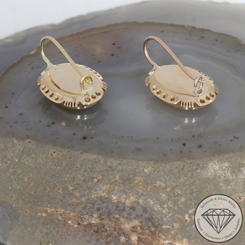 Wert 1580 € Brillant Diamant Türkis Ohrringe in 585er 14 K Gelbgold - 104486