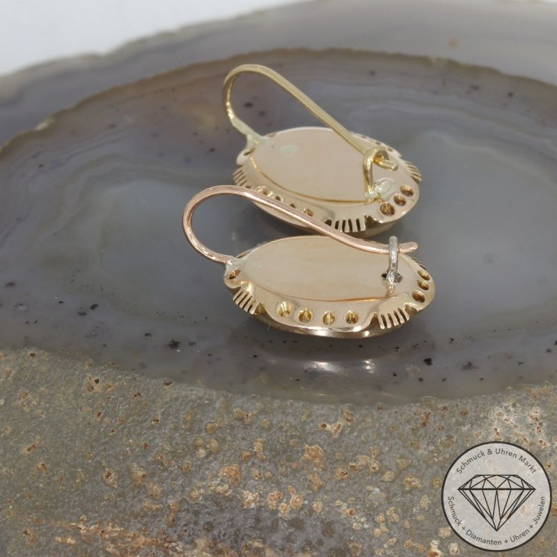 Wert 1580 € Brillant Diamant Türkis Ohrringe in 585er 14 K Gelbgold - 104486