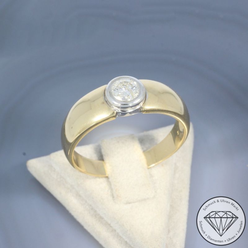 Wert 3190 € Solitär Brillant Ring 585er/14 Karat Gelb Gold Größe 70 – 104503