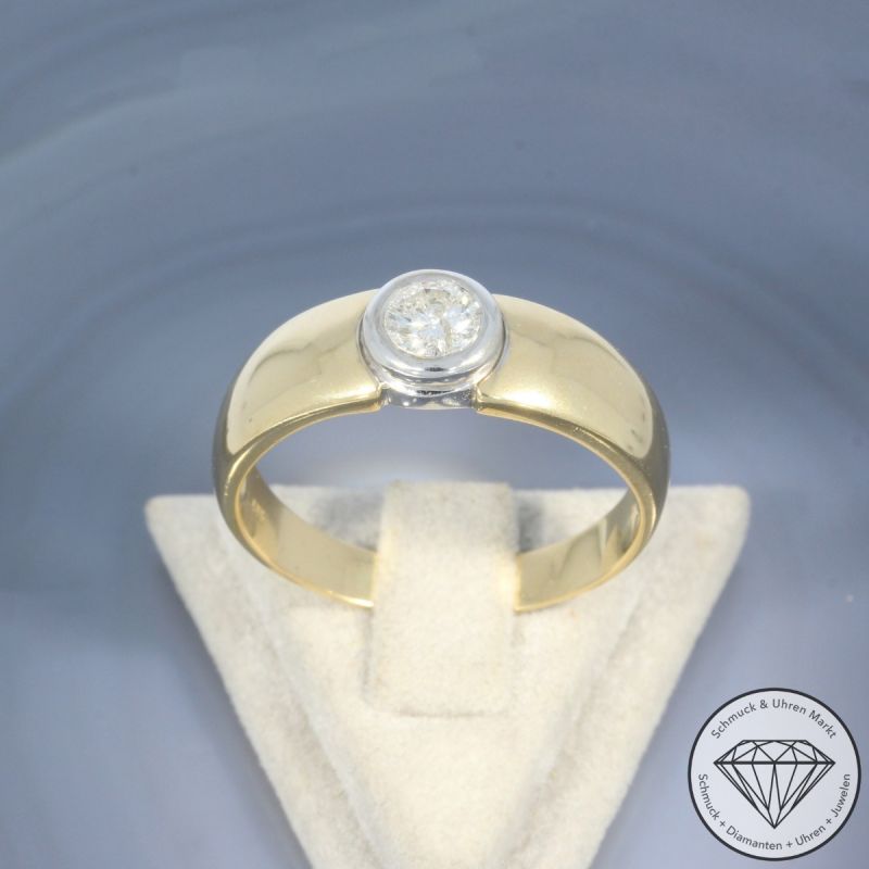 Wert 3190 € Solitär Brillant Ring 585er/14 Karat Gelb Gold Größe 70 – 104503