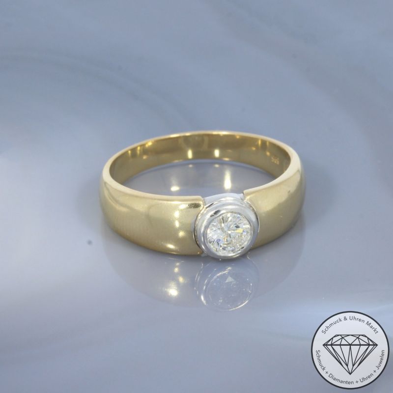 Wert 3190 € Solitär Brillant Ring 585er/14 Karat Gelb Gold Größe 70 – 104503