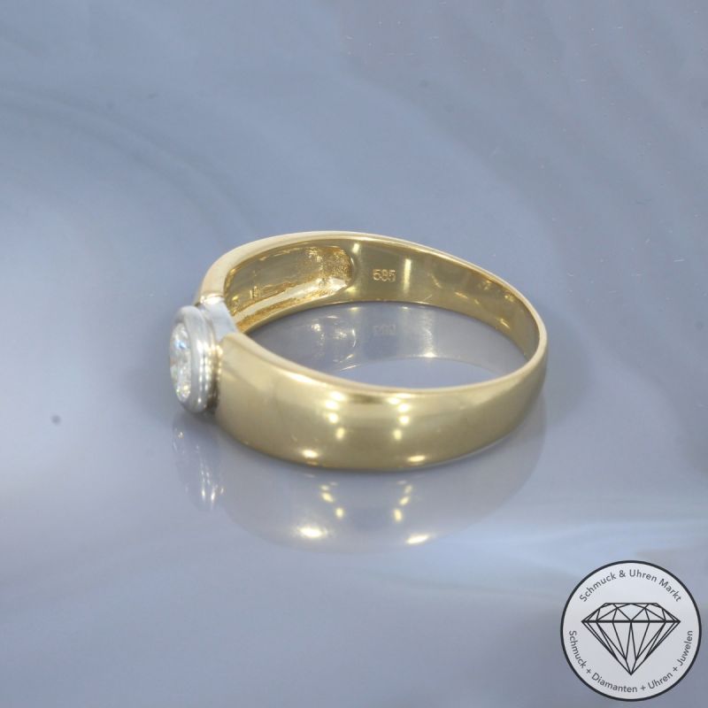 Wert 3190 € Solitär Brillant Ring 585er/14 Karat Gelb Gold Größe 70 – 104503