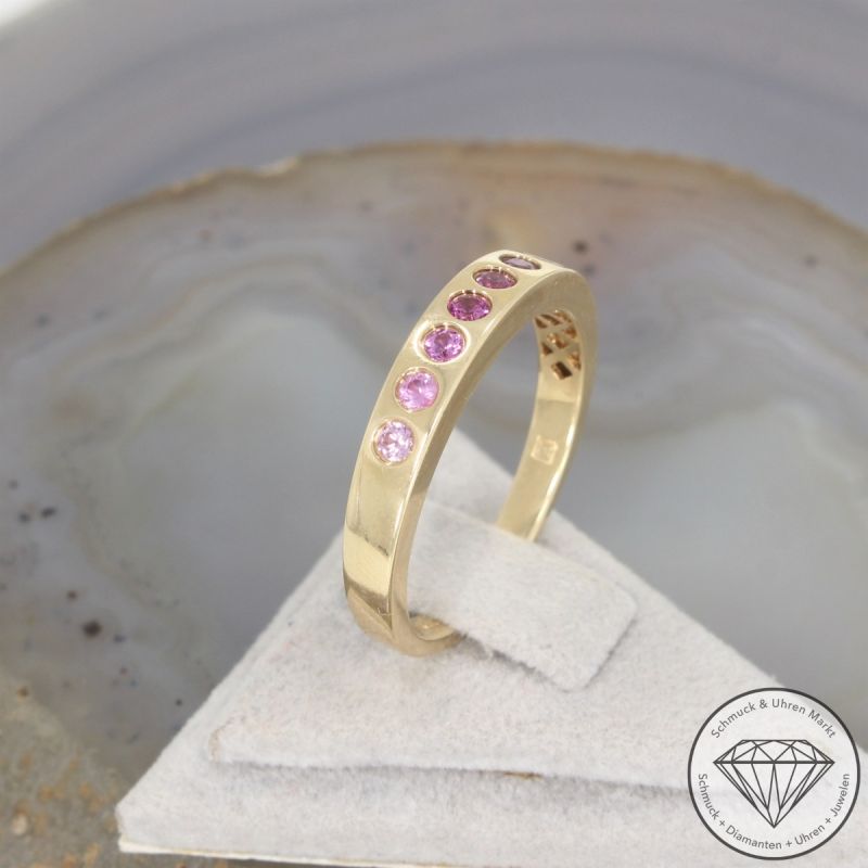 Pink Saphir Ring Jette Joop 750er/18 Karat Gelb Gold Größe 56 – 54245