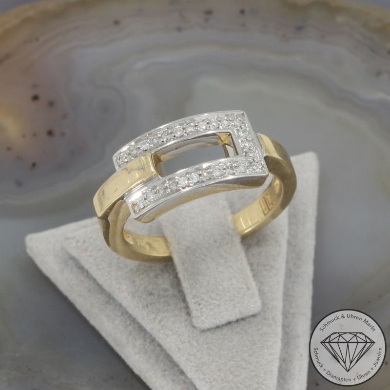 Wert 1900 € Brillant Ring Jette Joop 750er/18 Karat Gelb und Weiß Gold Größe 58 – 104544