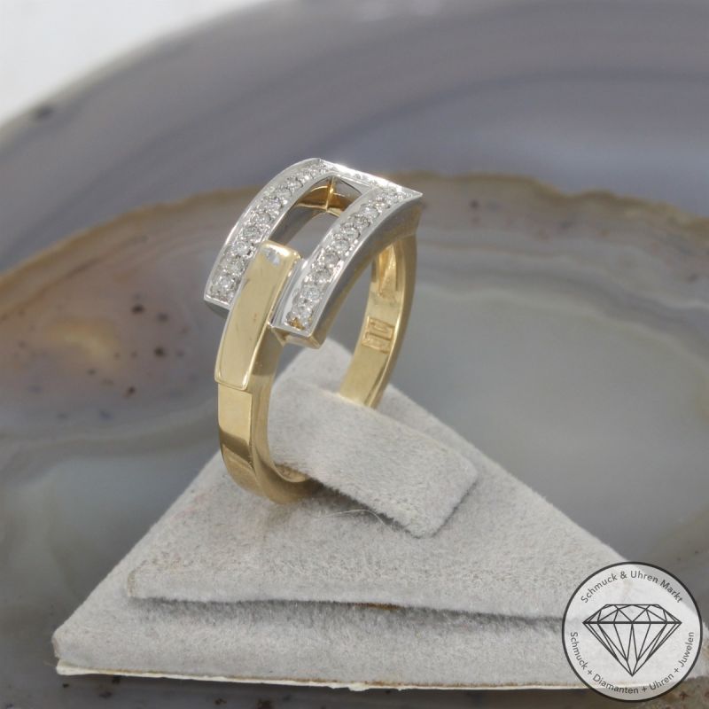 Wert 1900 € Brillant Ring Jette Joop 750er/18 Karat Gelb und Weiß Gold Größe 58 – 104544