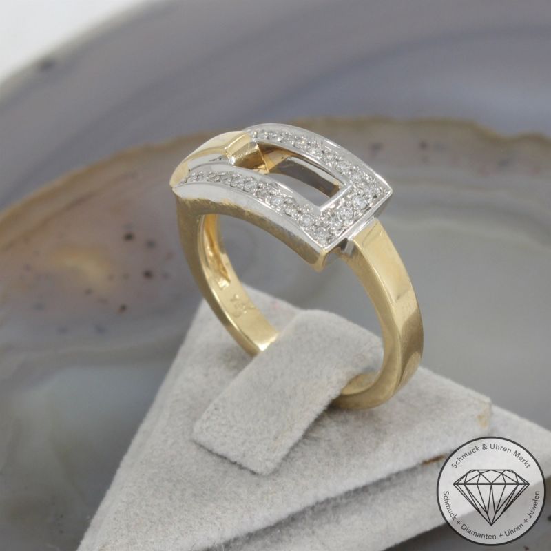 Wert 1900 € Brillant Ring Jette Joop 750er/18 Karat Gelb und Weiß Gold Größe 58 – 104544