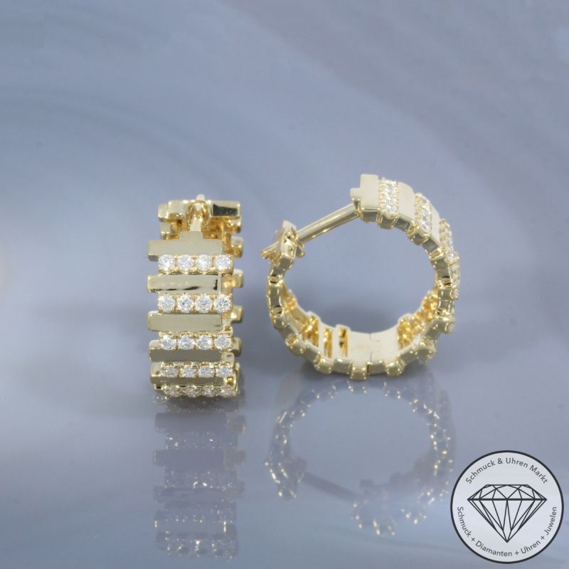 Wert 4100 € Brillant Creolen (0,51 carat) in 585er 14 K Gelbgold - H1913