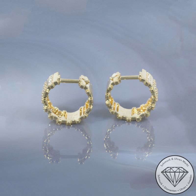 Wert 4100 € Brillant Creolen (0,51 carat) in 585er 14 K Gelbgold - H1913