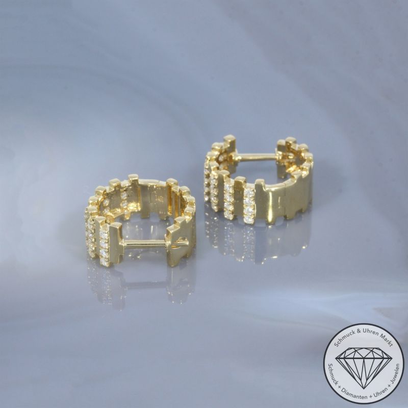 Wert 4100 € Brillant Creolen (0,51 carat) in 585er 14 K Gelbgold - H1913