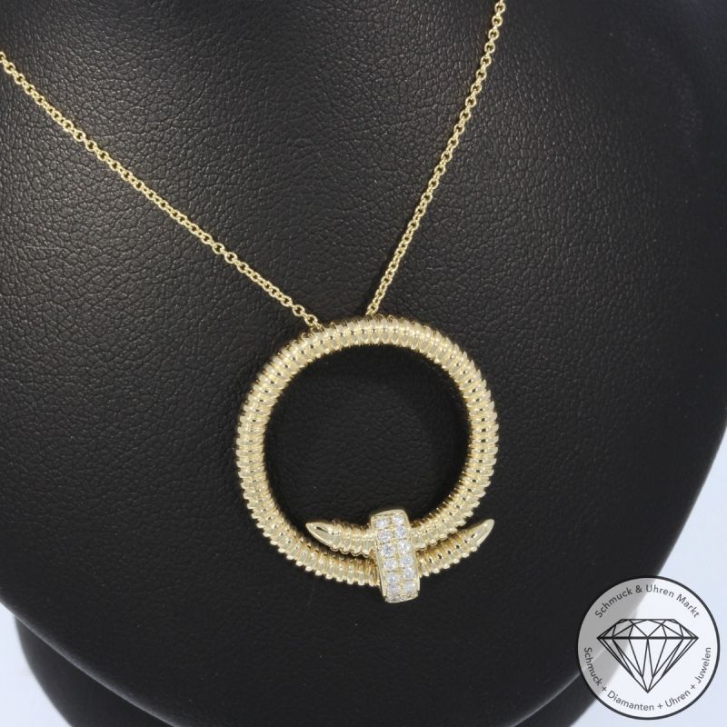 Wert 2550 € Brillant Anhänger mit Kette (0,10 carat) in 585er 14 K Gelbgold - H1910