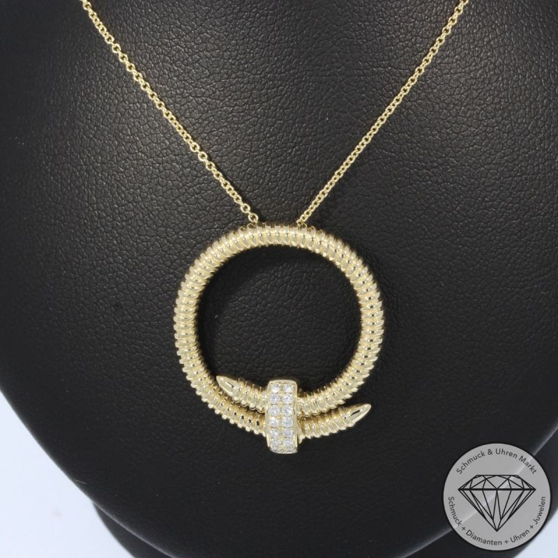 Wert 2550 € Brillant Anhänger mit Kette (0,10 carat) in 585er 14 K Gelbgold - H1910