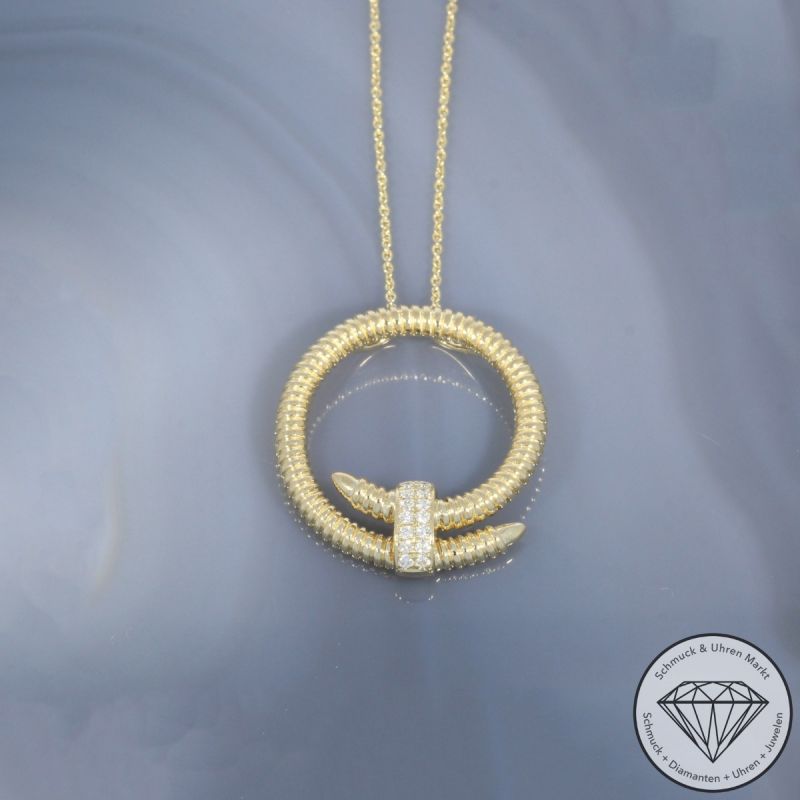 Wert 2550 € Brillant Anhänger mit Kette (0,10 carat) in 585er 14 K Gelbgold - H1910