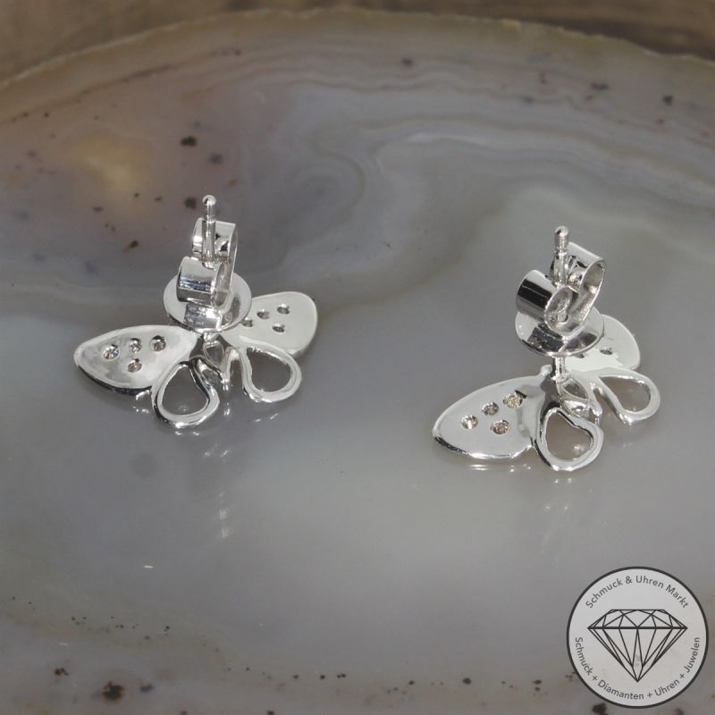 Wert 1450 € Brillant Aquamarin Ohrringe Schmetterling in 585er 14 K Weißgold - 104631