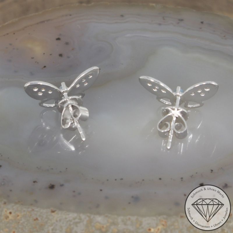 Wert 1450 € Brillant Aquamarin Ohrringe Schmetterling in 585er 14 K Weißgold - 104631