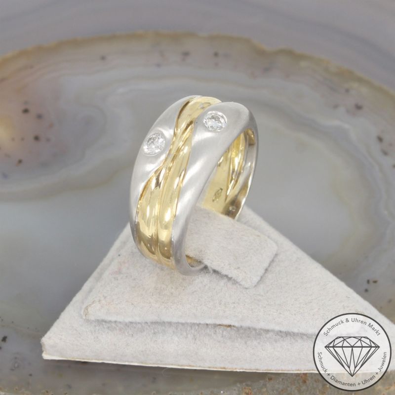 Wert 2590 € Bicolor Brillant Ring (ca. 0,24 carat) in 750er 18 K Gold - 104653