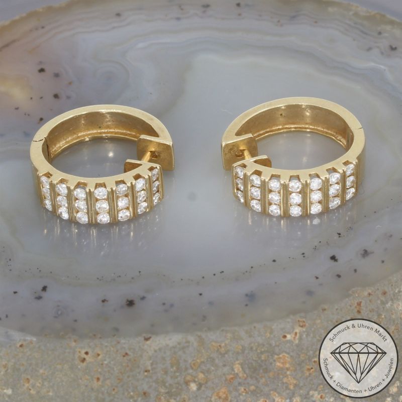 Wert 4290 € Brillant Ohrringe Creolen 750er/18 Karat Gelb Gold Länge 1,8 cm – 104666