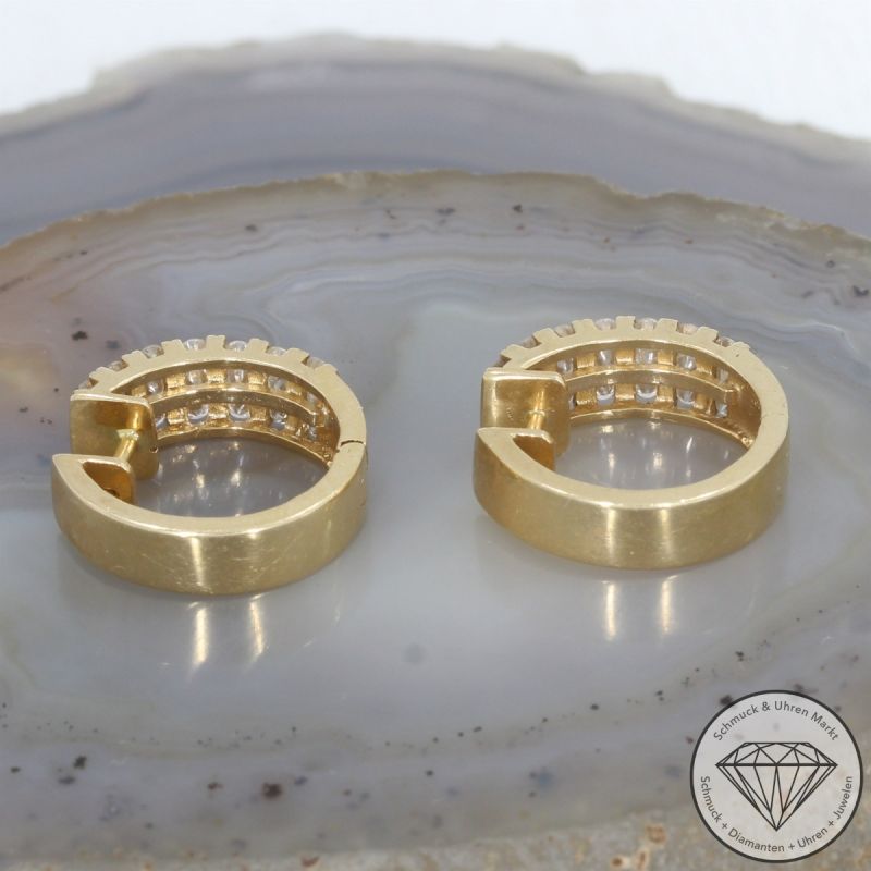 Wert 4290 € Brillant Ohrringe Creolen 750er/18 Karat Gelb Gold Länge 1,8 cm – 104666