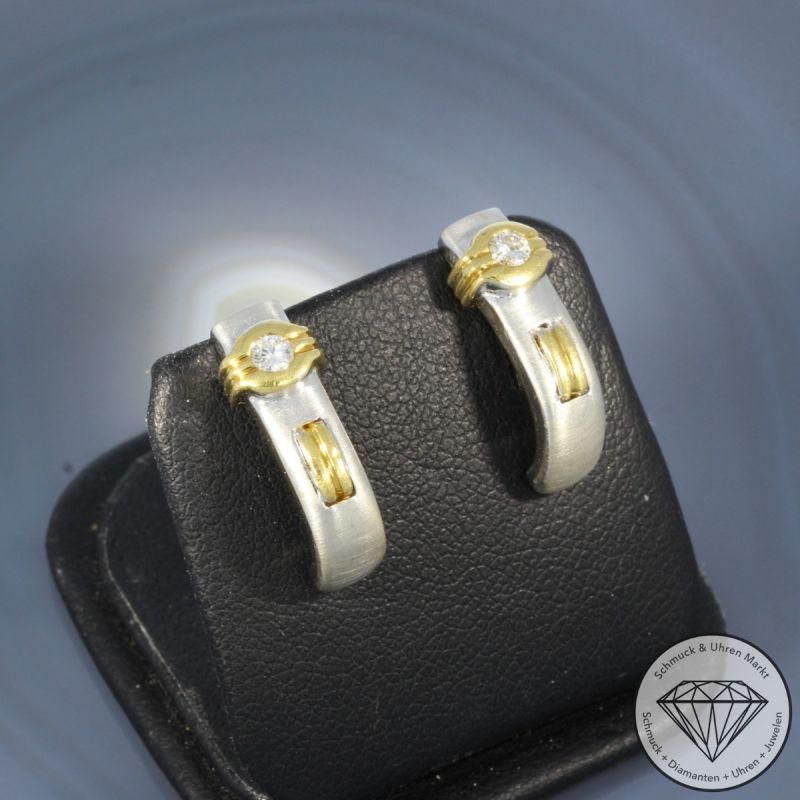 Wert 2790 € Bicolor Brillant Ohrringe (ca. 0,14 carat) in 750er 18 K Gold - 104674