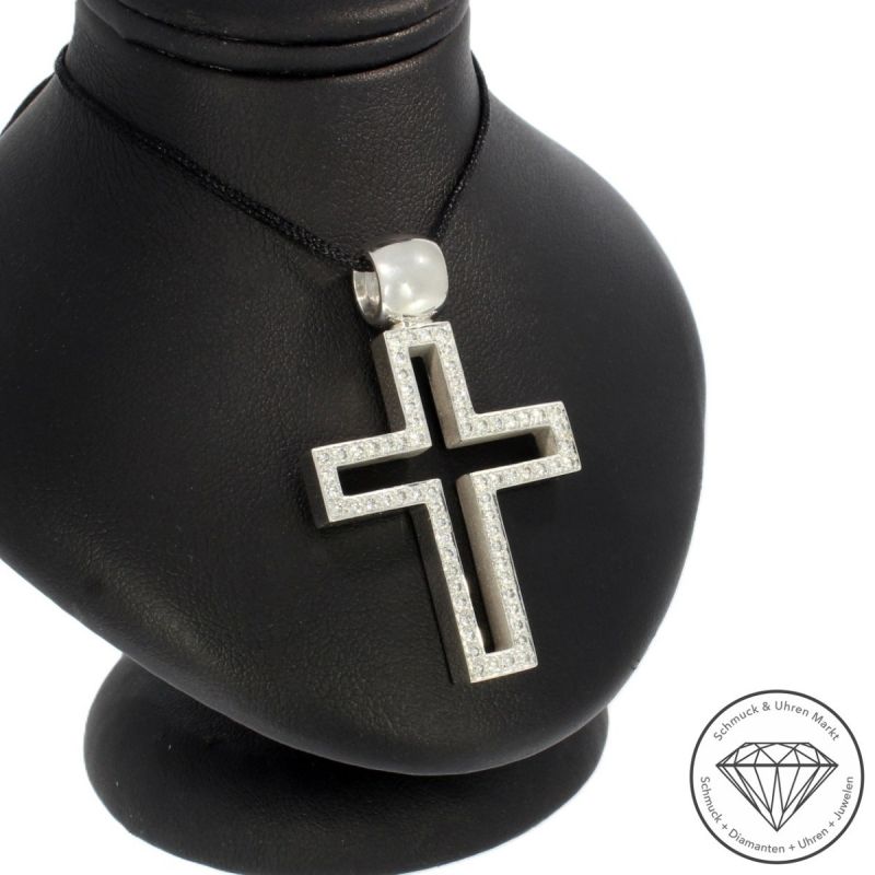 Wert 6950 € Brillant Anhänger Kreuz in 750er 18 K Weißgold - 104680