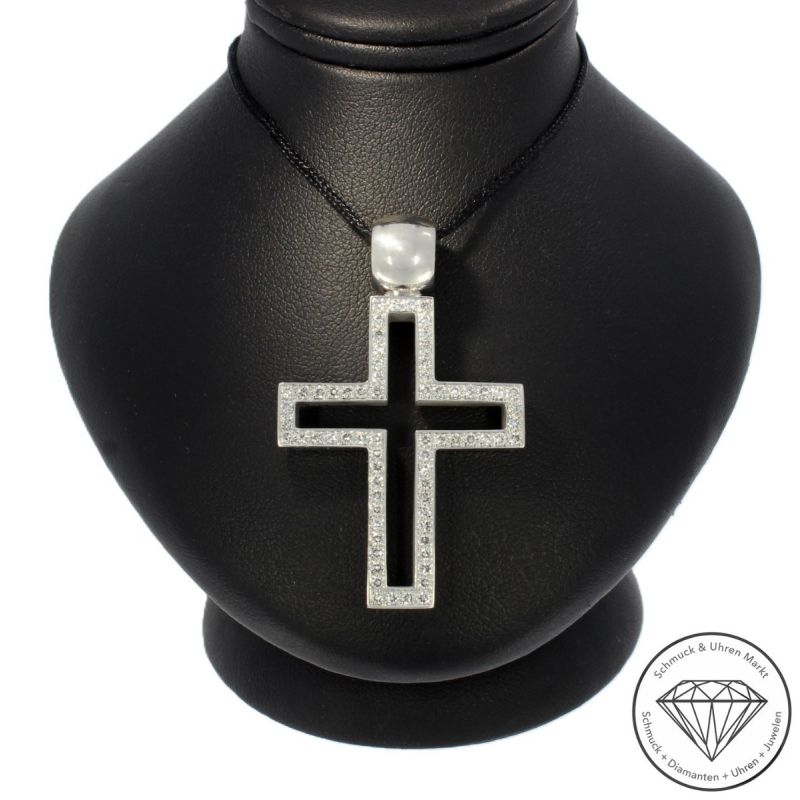 Wert 6950 € Brillant Anhänger Kreuz in 750er 18 K Weißgold - 104680