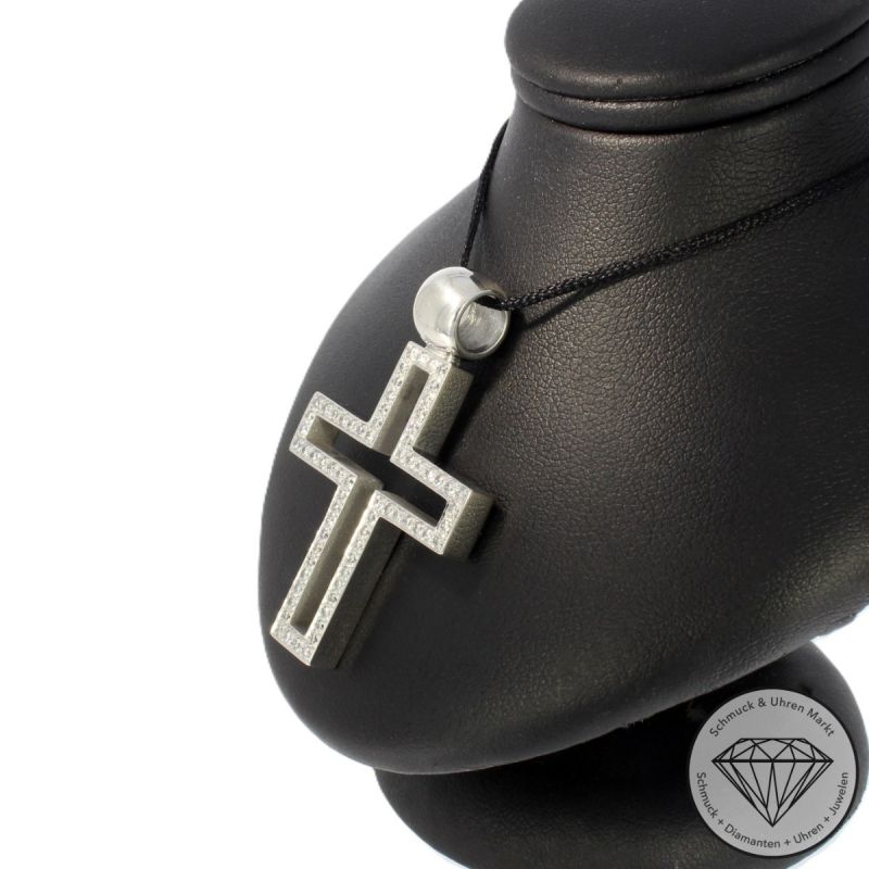 Wert 6950 € Brillant Anhänger Kreuz in 750er 18 K Weißgold - 104680