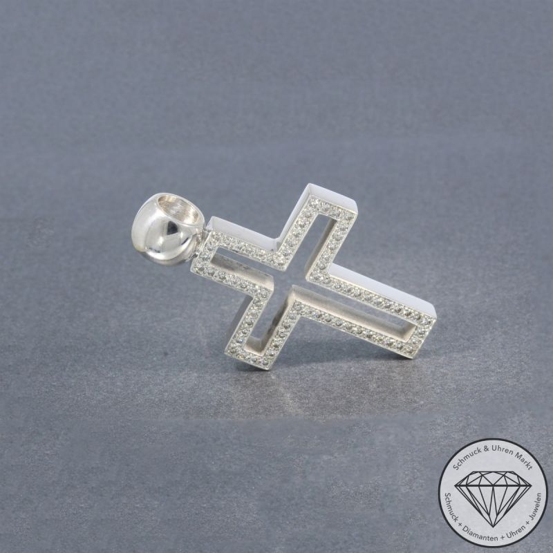 Wert 6950 € Brillant Anhänger Kreuz in 750er 18 K Weißgold - 104680