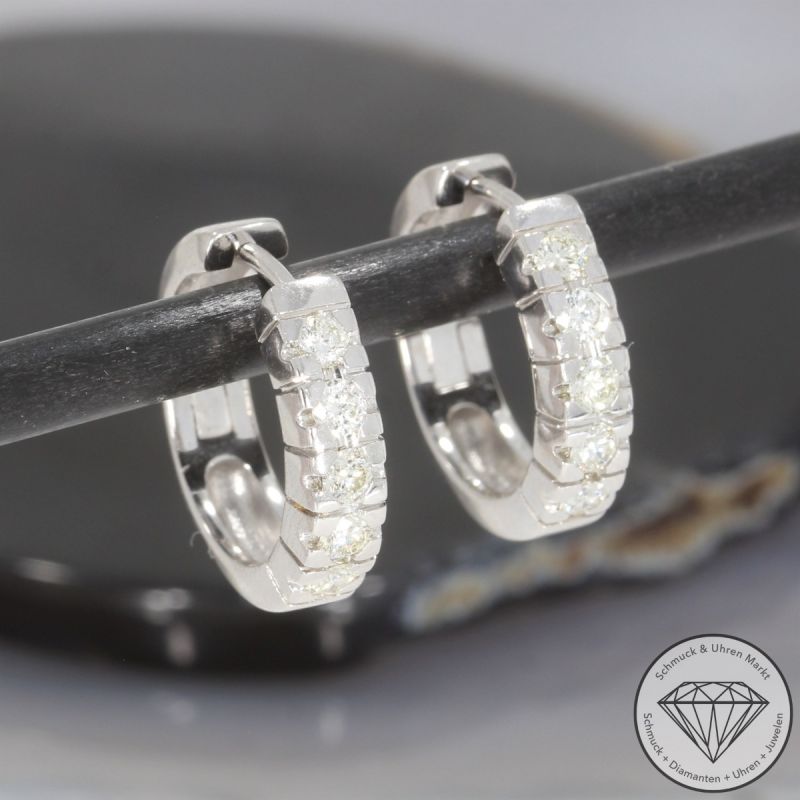 Wert 3190 € Brillant Ohrringe Creolen 585er/14 Karat Weiß Gold Durchmesser 1,7 cm – 104686