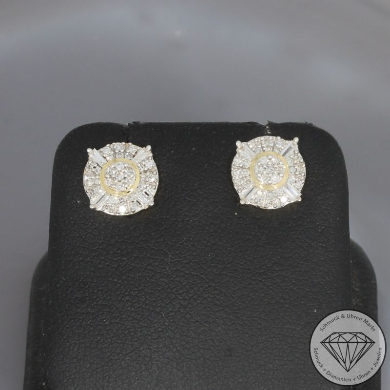 Wert 1250 € Diamant Ohrringe 585er/14 Karat Gelb Gold Länge 1,0 cm – 104692