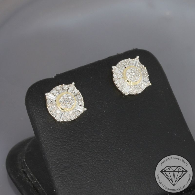 Wert 1250 € Diamant Ohrringe 585er/14 Karat Gelb Gold Länge 1,0 cm – 104692