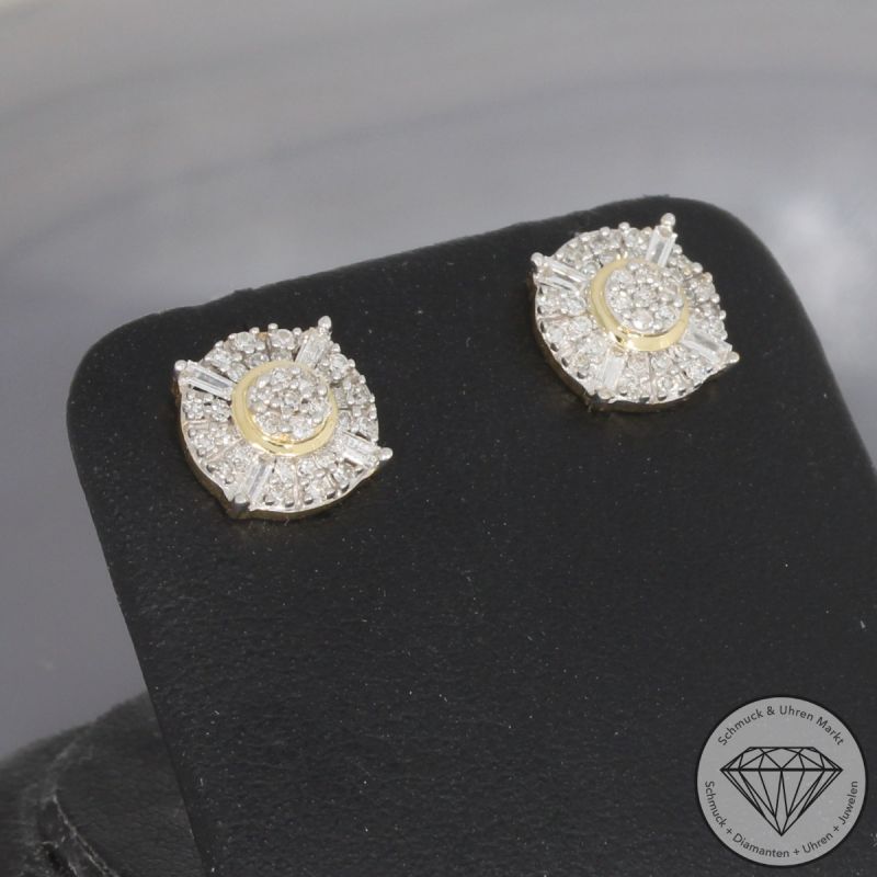 Wert 1250 € Diamant Ohrringe 585er/14 Karat Gelb Gold Länge 1,0 cm – 104692