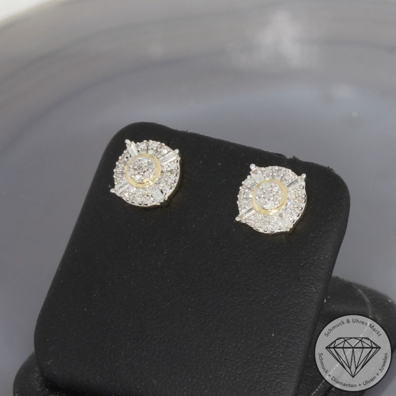 Wert 1250 € Diamant Ohrringe 585er/14 Karat Gelb Gold Länge 1,0 cm – 104692