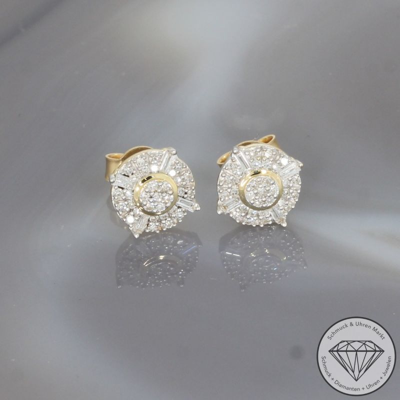 Wert 1250 € Diamant Ohrringe 585er/14 Karat Gelb Gold Länge 1,0 cm – 104692