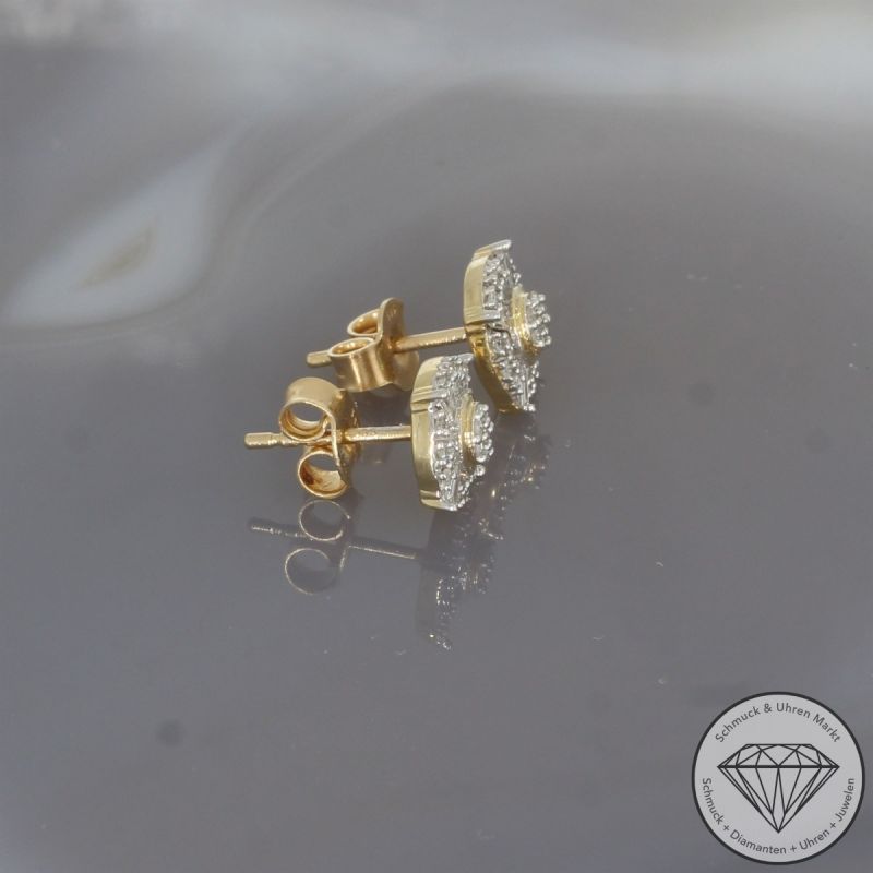 Wert 1250 € Diamant Ohrringe 585er/14 Karat Gelb Gold Länge 1,0 cm – 104692