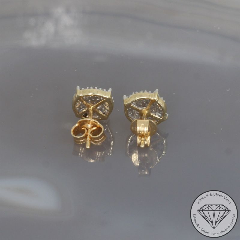 Wert 1250 € Diamant Ohrringe 585er/14 Karat Gelb Gold Länge 1,0 cm – 104692