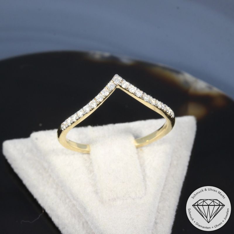 Wert 1430 € Brillant Ring (0,18 carat) in 585er 14 K Gelbgold - H1933