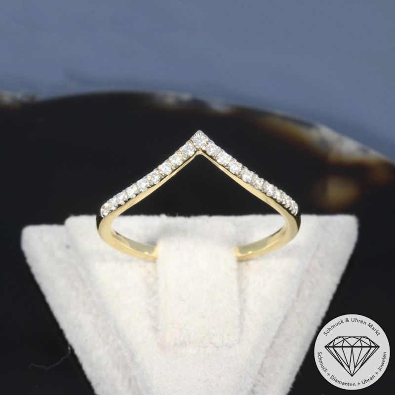 Wert 1430 € Brillant Ring (0,18 carat) in 585er 14 K Gelbgold - H1933