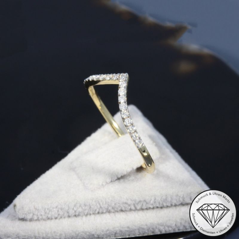 Wert 1430 € Brillant Ring (0,18 carat) in 585er 14 K Gelbgold - H1933