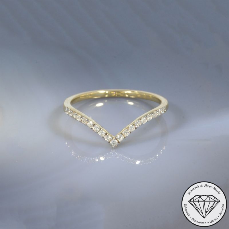 Wert 1430 € Brillant Ring (0,18 carat) in 585er 14 K Gelbgold - H1933