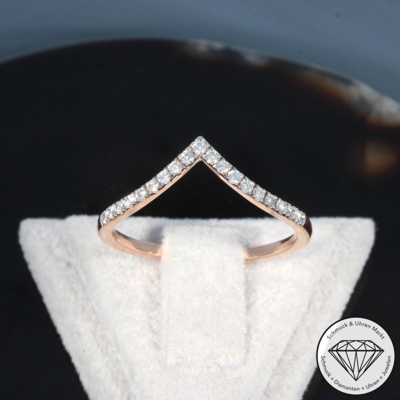 Wert 1430 € Brillant Ring (0,18 carat) in 585er 14 K Roségold - H1934
