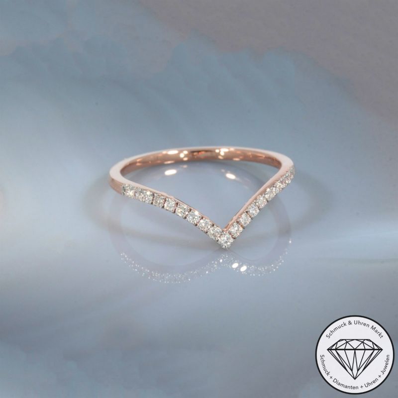Wert 1430 € Brillant Ring (0,18 carat) in 585er 14 K Roségold - H1934