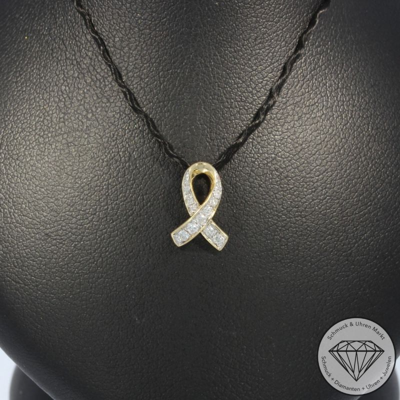 Wert 720 € Brillant Anhänger (0,12 carat) in 585er 14 K Gelbgold - H1940