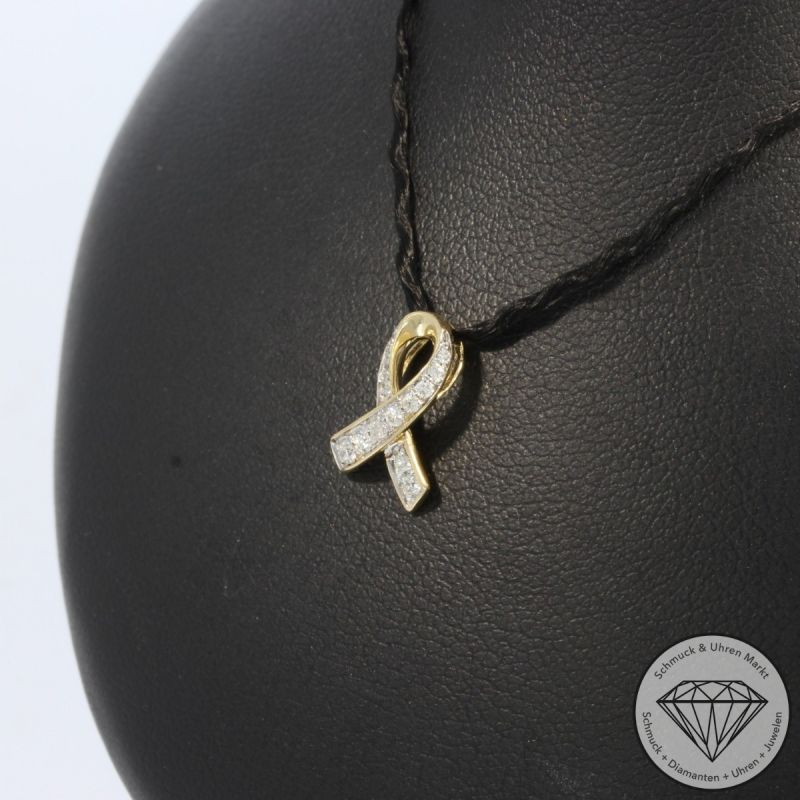 Wert 720 € Brillant Anhänger (0,12 carat) in 585er 14 K Gelbgold - H1940