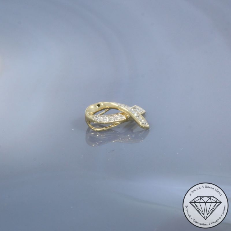 Wert 720 € Brillant Anhänger (0,12 carat) in 585er 14 K Gelbgold - H1940