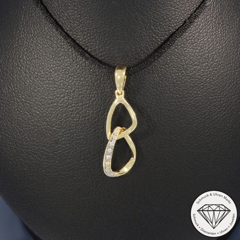 Wert 720 € Brillant Anhänger (0,03 carat) in 585er 14 K Gelbgold - H1952