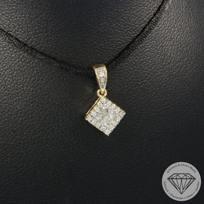 Wert 1280 € Brillant Diamant Anhänger in 585er 14 K Gelbgold - H1937
