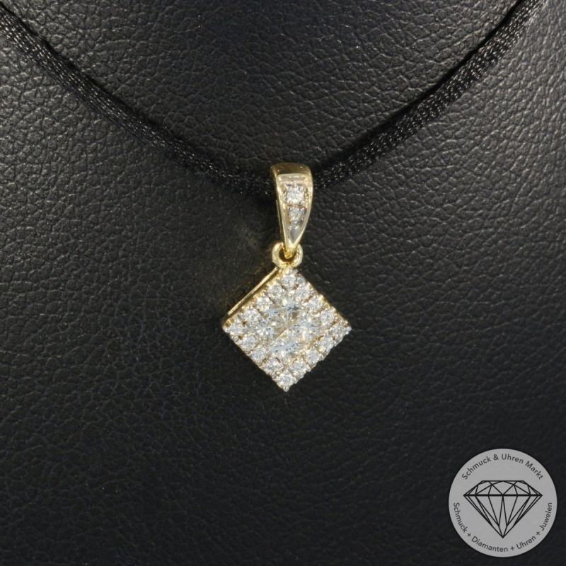 Wert 1280 € Brillant Diamant Anhänger in 585er 14 K Gelbgold - H1937